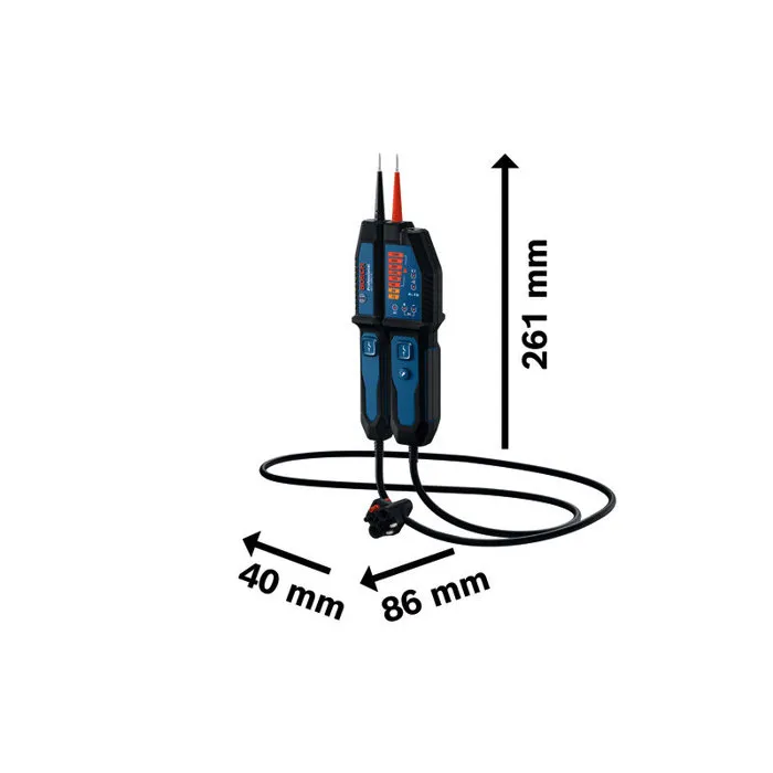 Bosch Professional Testeur de Tension GVT 1000-15, 1000 V AC/DC, 2 Piles LR03 Incluses, Détection de Tension et Test de Continuïté pour Électriciens