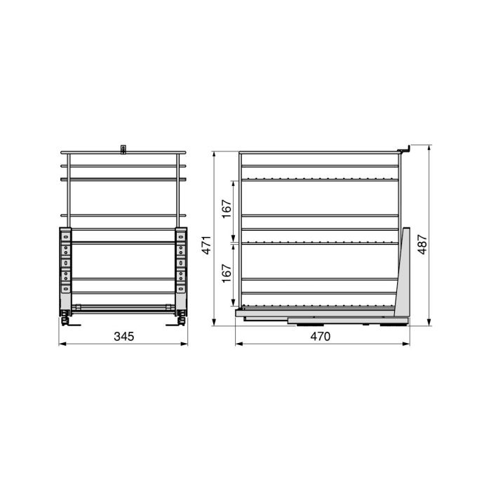Emuca Chariot coulissant Titane avec fixation inférieure à fermeture amortie, module 400mm, acier, Gris antracite 4