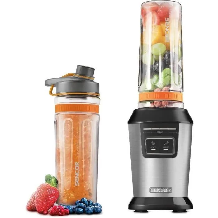 Sencor SBL 7550SS - Blender Mixeur Smoothie - 800 W - 2 Programmes - Récipient Verre 0,9 L et 2 Bouteilles TRITAN sans BPA - Lames Acier Inoxydable Sencor SBL 7550SS - Blender Mixeur Smoothie - 800 W - 2 Programmes - Récipient Verre 0,9 L et 2 Bouteilles TRITAN sans BPA - Lames Acier Inoxydable