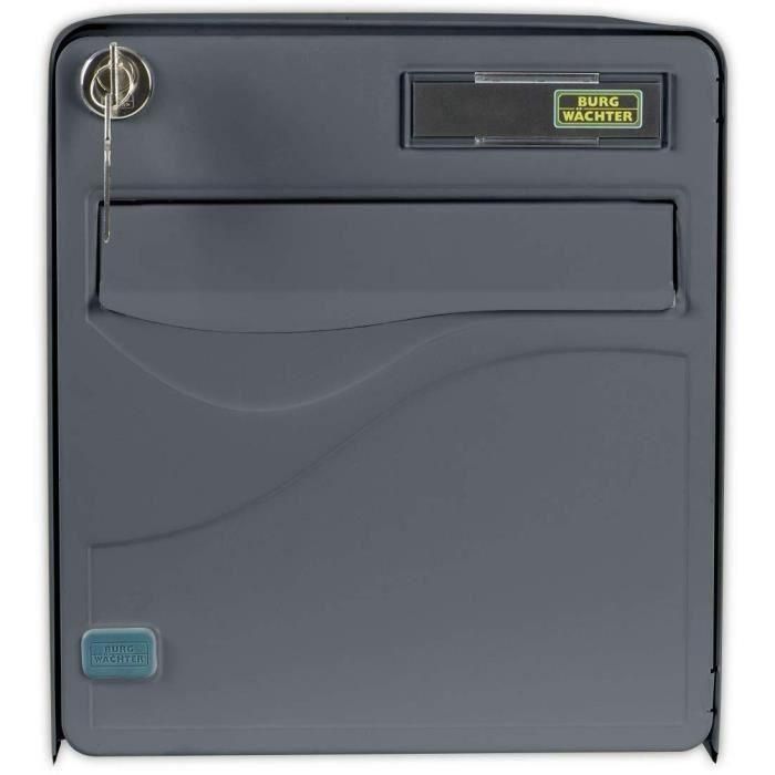 Boîte aux lettres BURG WACHTER BALTIC 1 Porte - Sur pied -Acier galvanisé - Ouverture latérale -  Anthracite - Fabriqué en France 1