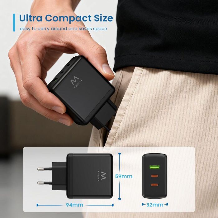 Chargeur mural Ewent EW1331 Noir 65 W 2