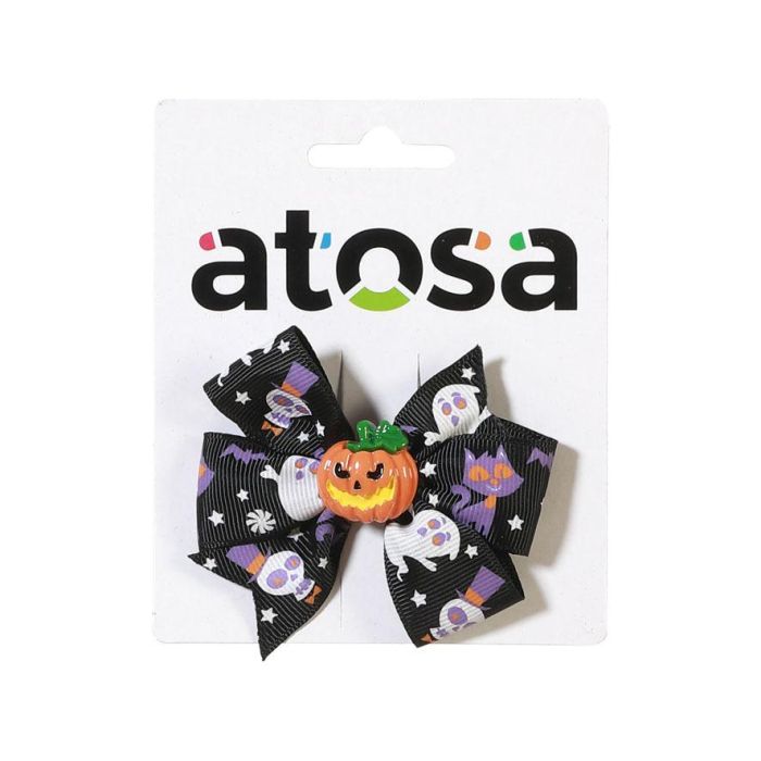 Barrette à Cheveux Décorative en Forme de Citrouille Orange avec Détails Noirs - Accessoire de Fête Halloween