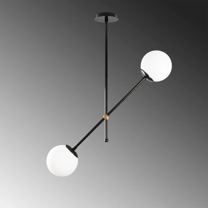 Opviq Lampe Suspendue Lanus Métal/Verre Blanc/Noir 2xE27 OPV-892OPV1931 4
