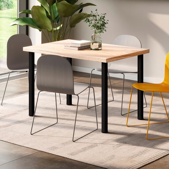 Emuca Lot de 4 pieds de table, diamètre 60mm, H 830mm, Acier, Peint en noir 3