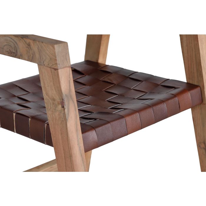 GINER Y COLOMER Chaise en Bois de Manguier et Cuir Naturel Marron - Siège 45x44 cm, Hauteur 47 cm, Dossier 45 cm 3 GINER Y COLOMER Chaise en Bois de Manguier et Cuir Naturel Marron - Siège 45x44 cm, Hauteur 47 cm, Dossier 45 cm 3