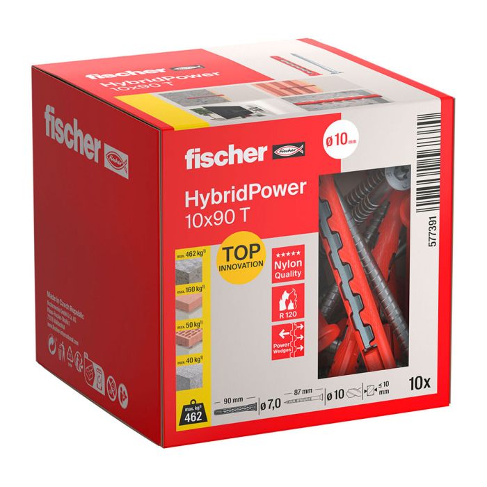 Chevilles et vis Fischer hybridpower Fraisée Ø 7 x 90 mm (10 Unités)