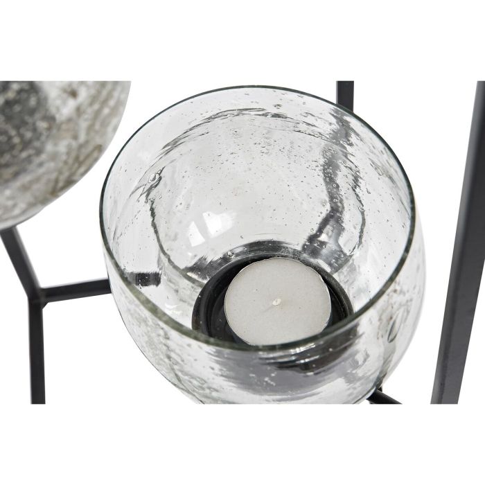 Bougeoir DKD Home Decor Verre Noir Transparent 18 x 18 x 76 cm Fer 2