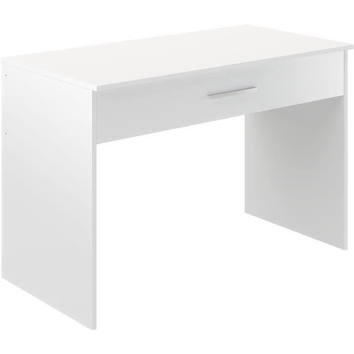 Bureau grand tiroir - Mélaminé blanc - 110 x 56 x 81,5 cm 2