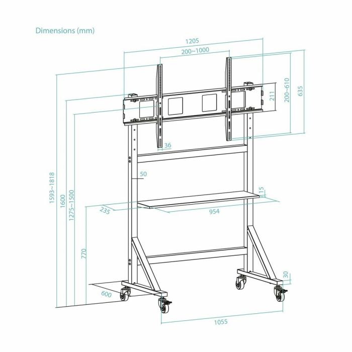 Support de TV TooQ FS20105M-B 60" 105" 120 kg