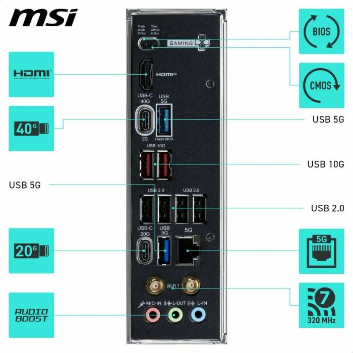 Carte Mère MSI X870E GAMING PLUS WiFi AMD X870E AMD AM5 7