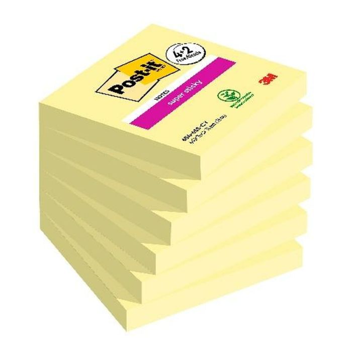 Notes Adhésives Post-it Super Sticky Jaune 76 x 76 mm 6 Pièces (24 Unités) 1