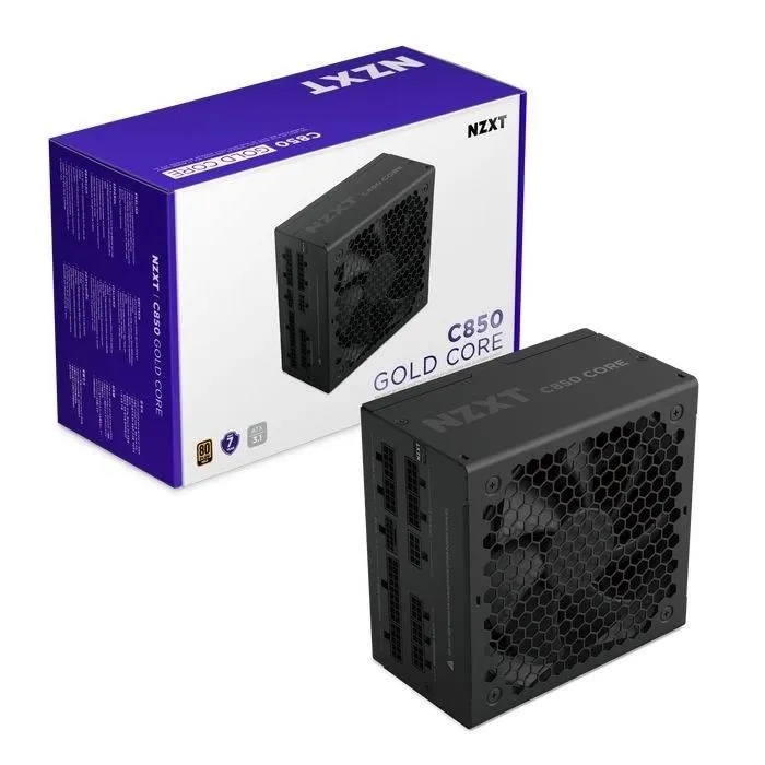 NZXT C850 Gold Core PA-8G3BB-EU - Alimentation PC ATX 3.1 850W - 80 PLUS Gold - Full modulaire - PCIe 5.1 - Ventilateur 0?RPM - Condensateurs 105°C - Noir