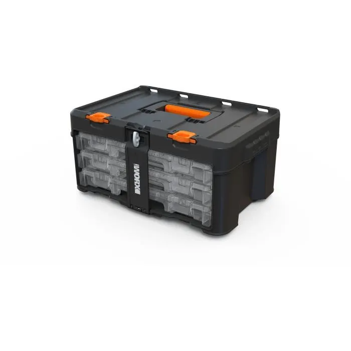 WORX BY KETER Rangement Stack n Roll 3 tiroirs organisateurs pour outils et accessoires - Noir - 48 cm (L) x 33 cm (P) x 23 cm (H) WORX BY KETER Rangement Stack n Roll 3 tiroirs organisateurs pour outils et accessoires - Noir - 48 cm (L) x 33 cm (P) x 23 cm (H)