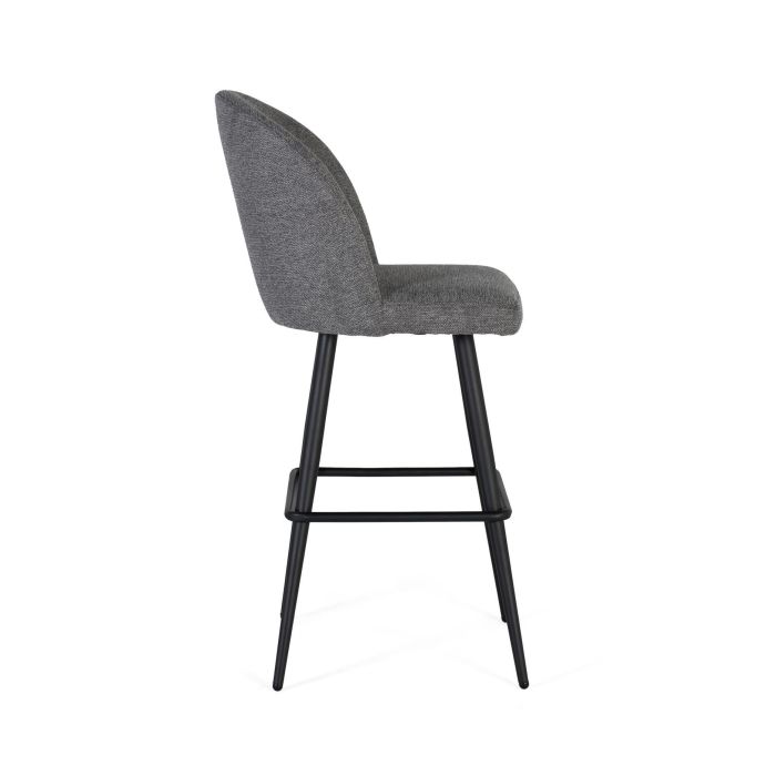 Tabouret de Bar GINER Y COLOMER Tapiza2 - Lot de 2 Tabourets Gris avec Assise Acolchada, Pieds en Acier Tubulaire Noir, Dimensions: Assise 48x43 cm, Dos 35x50 cm 2