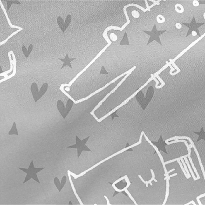 Drap housse HappyFriday MOSHI MOSHI Gris Multicouleur 70 x 140 x 14 cm animaux