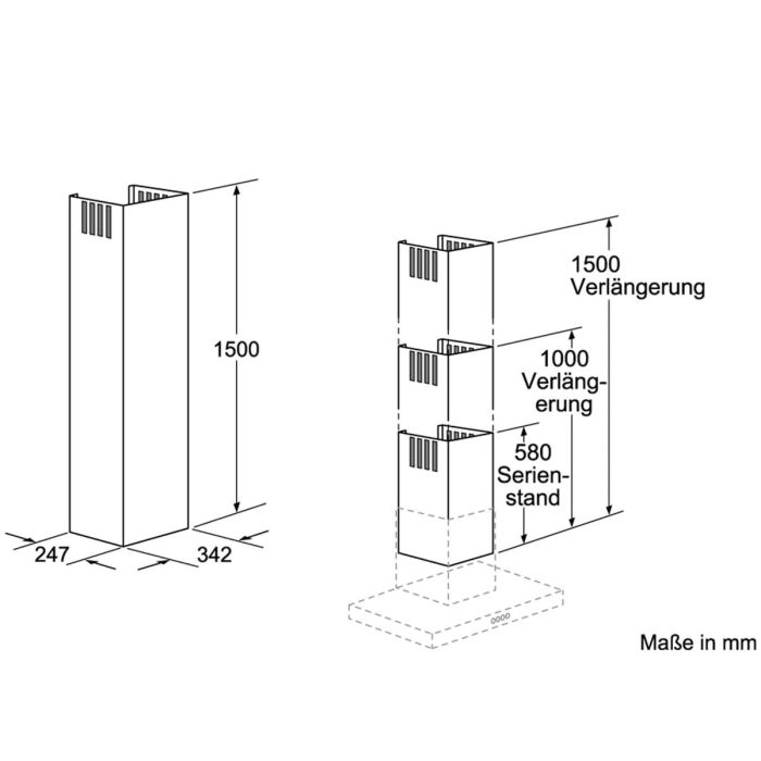 Extension de Cheminée pour Hotte Aspirante Balay DHZ1233 1,5 m 2