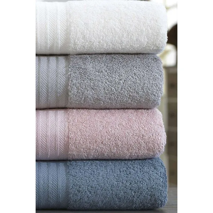 Ensemble de 4 serviettes de main en coton 100% - 50 x 85 cm - Couleurs Blanc, Gris, Rose, Bleu - Absorbantes et douces Ensemble de 4 serviettes de main en coton 100% - 50 x 85 cm - Couleurs Blanc, Gris, Rose, Bleu - Absorbantes et douces