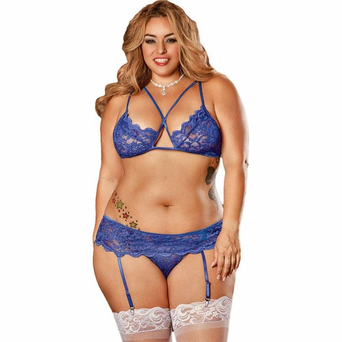 Ensemble de Lingerie Exposed Bleu (XXL) 3