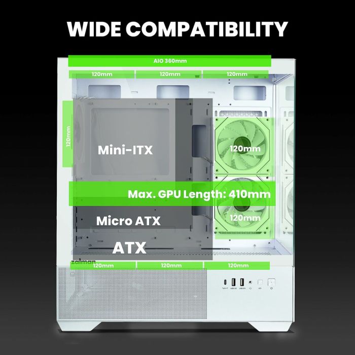 Boîtier ATX semi-tour Zalman CHRONIX WHITE Blanc 15
