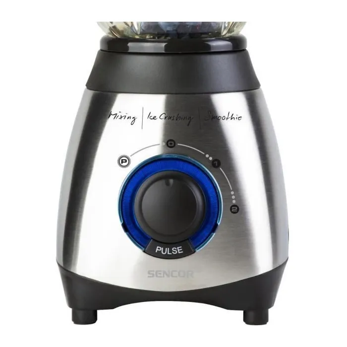 Sencor SBL 4371 Blender, 600 W, 1.5 L, 2 vitesses avec fonction Pulse et lames en acier inoxydable pour piler la glace, bol en verre