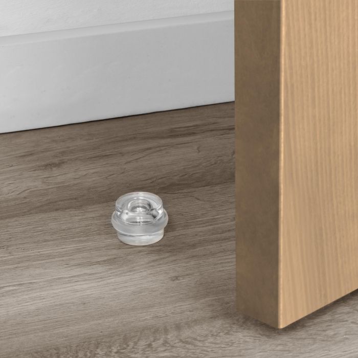 Lot de 6 butées de porte cylindriques adhésives, fixation au sol, Plastique, Transparent 2 Lot de 6 butées de porte cylindriques adhésives, fixation au sol, Plastique, Transparent 2