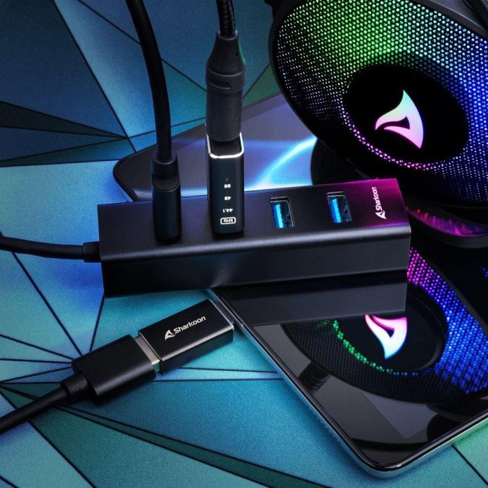 Sharkoon 4-Port USB 3.2 Gen 1 Aluminium Hub (schwarz) 2