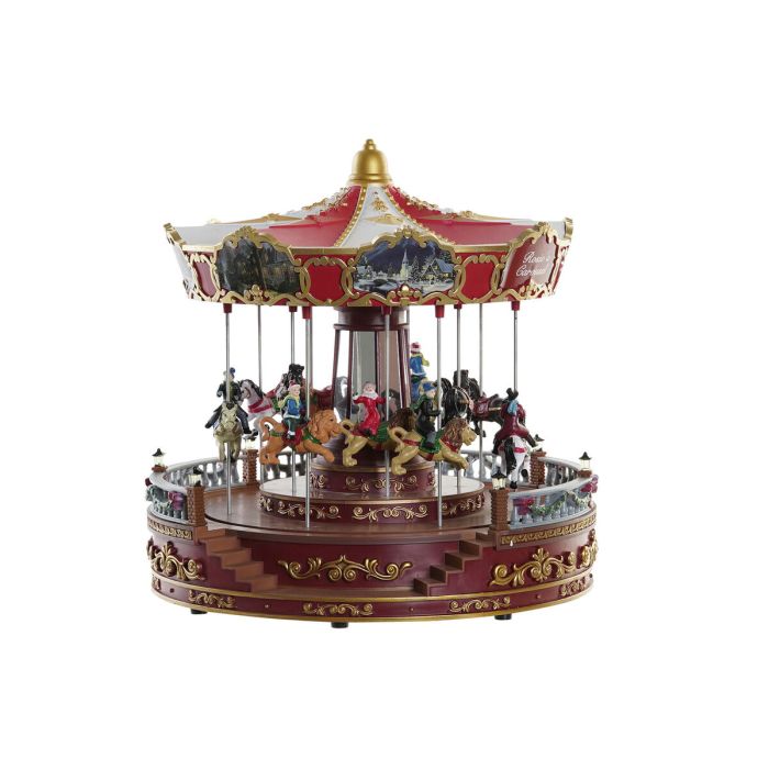 Décorations de Noël DKD Home Decor Lumière LED Mouvement Musical Multicouleur PVC Résine 30 x 30 x 30 cm