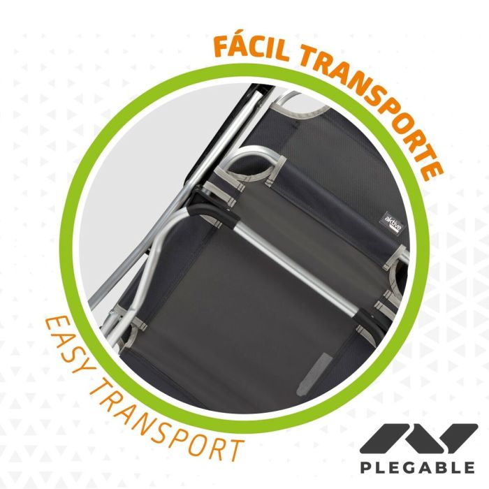 Chaise de camping pliante Aktive Gris foncé 45 x 91 x 47 cm (6 Unités) 1