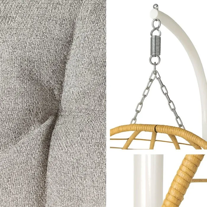 PALAVA - Fauteuil suspendu œuf en rotin synthétique avec structure en acier, D95 x L98 x H200 cm, design pliable et résistant aux intempéries PALAVA - Fauteuil suspendu œuf en rotin synthétique avec structure en acier, D95 x L98 x H200 cm, design pliable et résistant aux intempéries