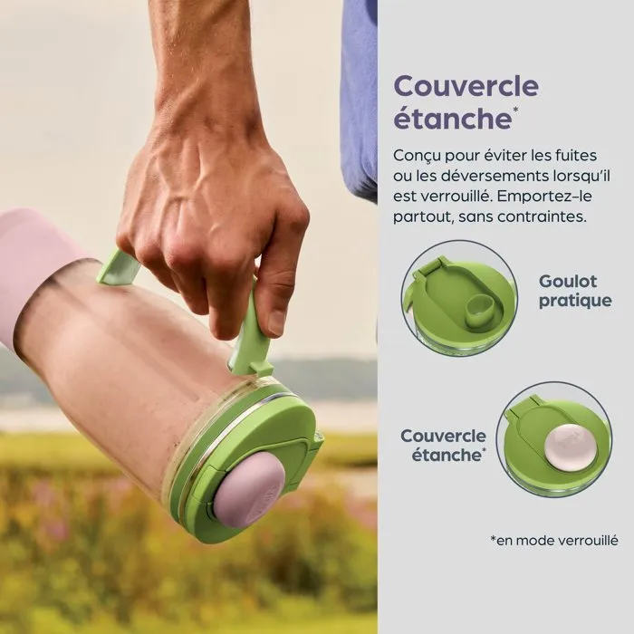 Ninja BlendBoss DB351EUST Blender Mélangeur 1200 W, 3 Programmes Auto-IQ, Gobelet Mix-and-Go 760 ml Sans BPA, Minéral, Avec Lames CrushBlade