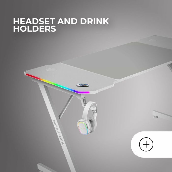 Bureau Gaming Mars Gaming ERGO Blanc 140 x 60 cm 2
