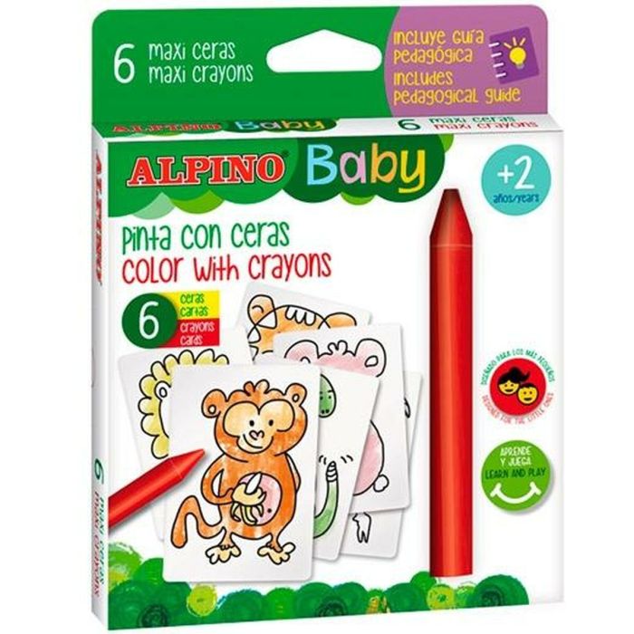 Crayons gras de couleur Alpino Baby Jungle Multicouleur (12 Unités) 1