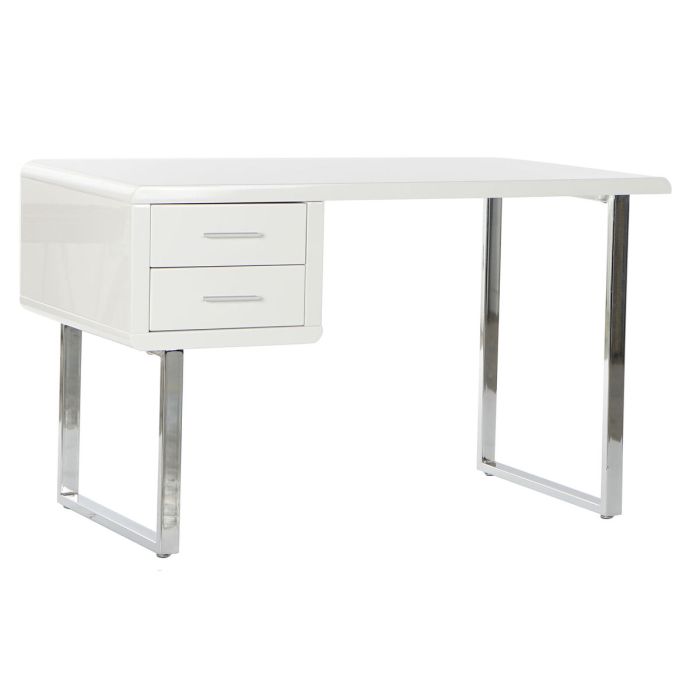 Bureau DKD Home Decor Blanc Argenté Métal Bois MDF 120 x 55 x 76 cm