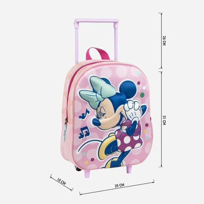 Cartable 3D avec roulettes Minnie Mouse Rose 25,0 x 31,0 x 10,0 cm 1