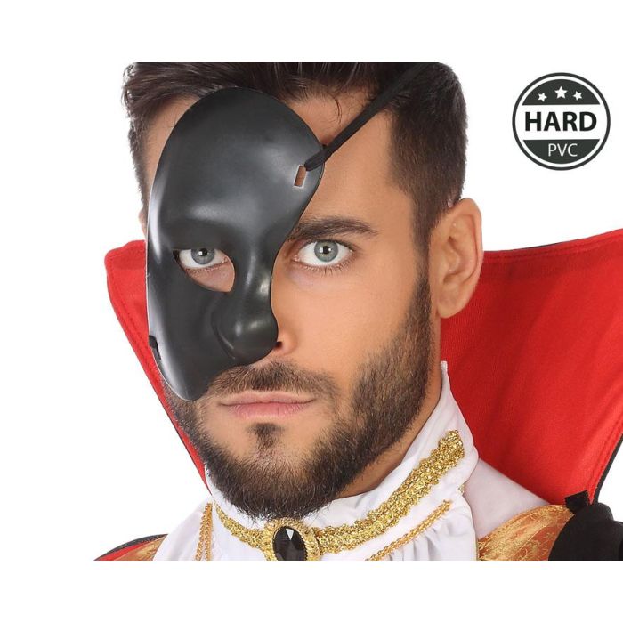 Masque Fantôme de l'Opéra noir pour Halloween - Accessoire de costume dramatique et sinistre