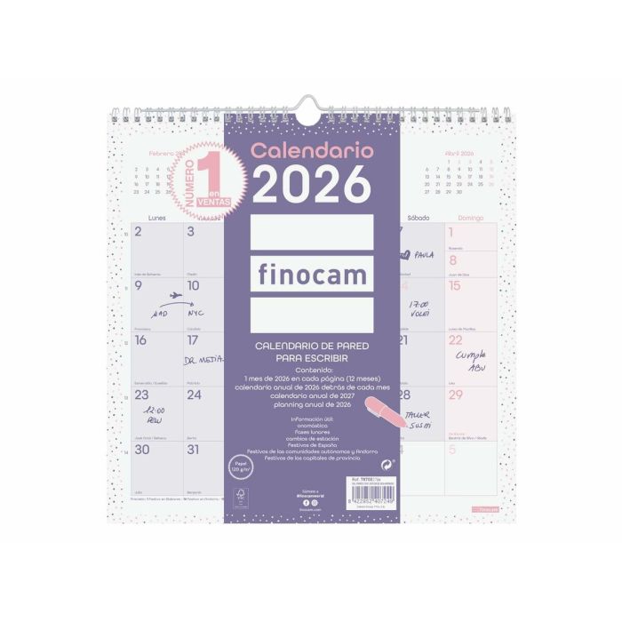 calendrier mural Finocam Multicouleur Papier 30 x 30 cm 0 calendrier mural Finocam Multicouleur Papier 30 x 30 cm 0