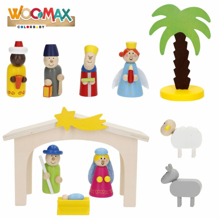 Crèche de Noël Woomax Bois plywood 23 x 16 x 11 cm (4 Unités) 2