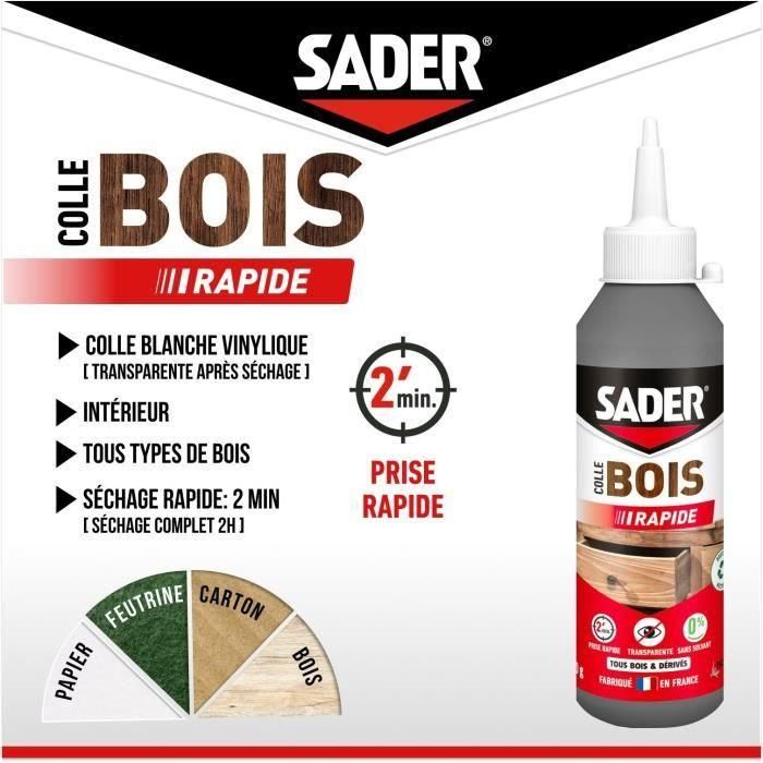 Colle bois - SADER - Prise rapide 2 min - Tous bois - Intérieur - Transparente apres séchage - Biberon 100 g 2 Colle bois - SADER - Prise rapide 2 min - Tous bois - Intérieur - Transparente apres séchage - Biberon 100 g 2