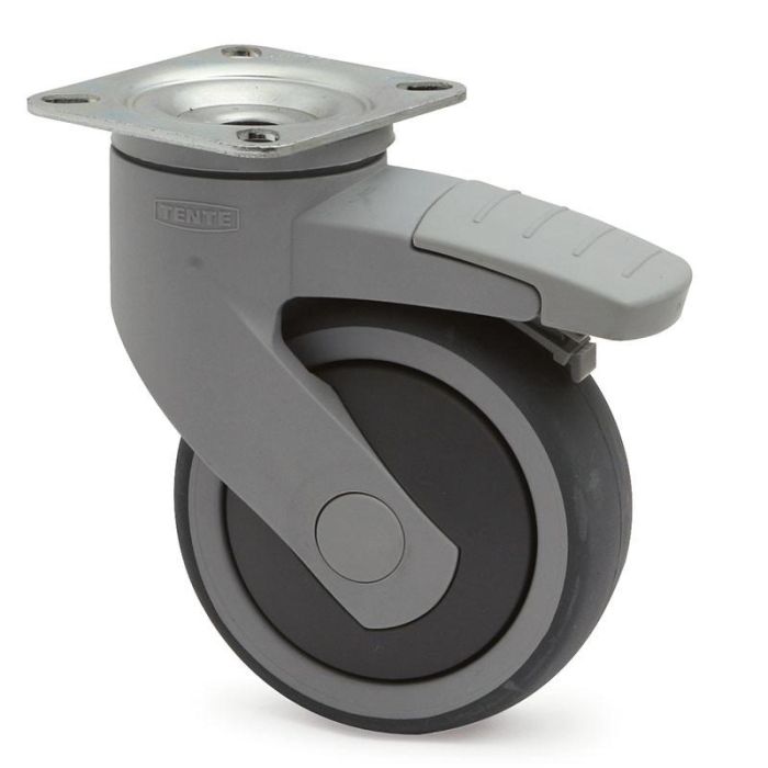 Rueda Giratoria Levina Ø100 Plástico 77X67 Aro De Goma Con Freno Aro De Goma Tenteprene. N/Poliprop. Antihilo. Tente 0 Rueda Giratoria Levina Ø100 Plástico 77X67 Aro De Goma Con Freno Aro De Goma Tenteprene. N/Poliprop. Antihilo. Tente 0