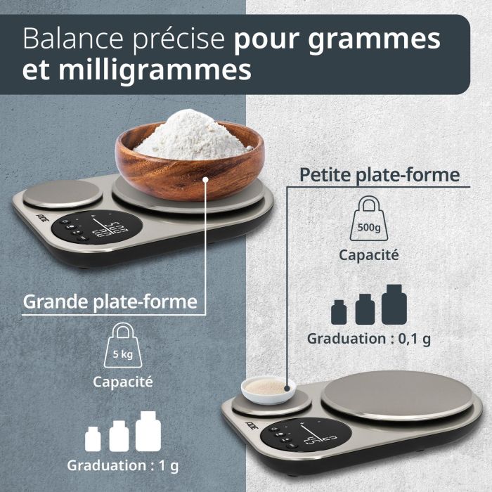Balance de cuisine duo digitale - ADE - ISABELLA - Acier inoxydable/Plastique - 23x16,5 cm - Inclus 3 piles AAA 1
