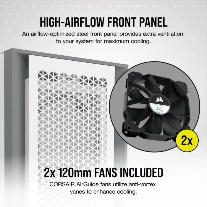 Corsair 5000D Airflow Boîtier PC ATX Mi-Tour, Verre Trempé, Blanc CC-9011211-WW 2