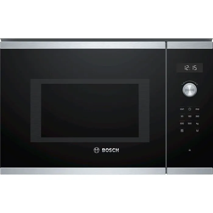 Bosch BFL554MS0 Micro-ondes encastrable Série 6 - Noir/Inox - 900 W - 7 programmes AutoPilot - Affichage LED tactile - 59.4 x 38.8 x 38.3 cm Bosch BFL554MS0 Micro-ondes encastrable Série 6 - Noir/Inox - 900 W - 7 programmes AutoPilot - Affichage LED tactile - 59.4 x 38.8 x 38.3 cm
