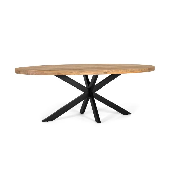 GINER Y COLOMER Table de Salle à Manger Ovale en Bois de Mango Massif et Métal Noir - Dimensions : 200 cm (Longueur), 71 cm (Hauteur) 1 GINER Y COLOMER Table de Salle à Manger Ovale en Bois de Mango Massif et Métal Noir - Dimensions : 200 cm (Longueur), 71 cm (Hauteur) 1