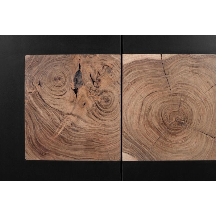 GINER Y COLOMER - Buffet contemporain en bois de mangue et pieds en fer - 3 portes noires - Coloris naturel et noir - Dimensions portes: 73x58 cm 4