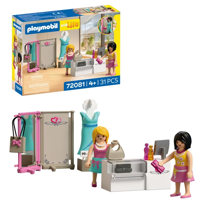 Playmobil 72081 - Boutique de mode My Life Le shopping, Jeu de construction 76 pièces, Enfant à partir de 4 ans