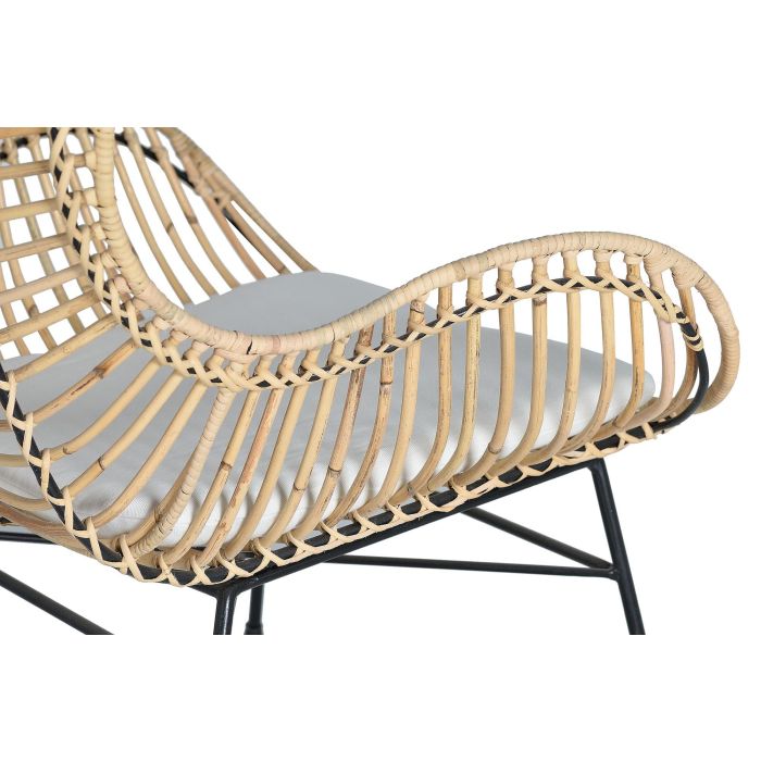 GINER Y COLOMER Lot de 2 chaises en rotin et métal avec coussins - Assise 50x50 cm, dossier 56 cm - Couleur Naturelle 3