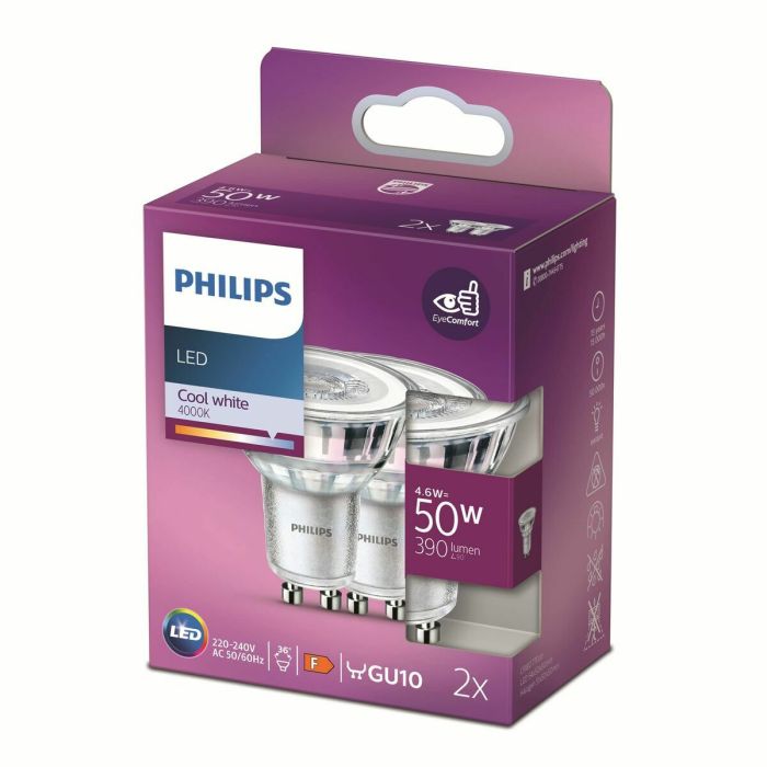 Lampe LED Philips 4,6 W GU10 390 lm F A++ (4000K) (4000 K) 2 Lampe LED Philips 4,6 W GU10 390 lm F A++ (4000K) (4000 K) 2
