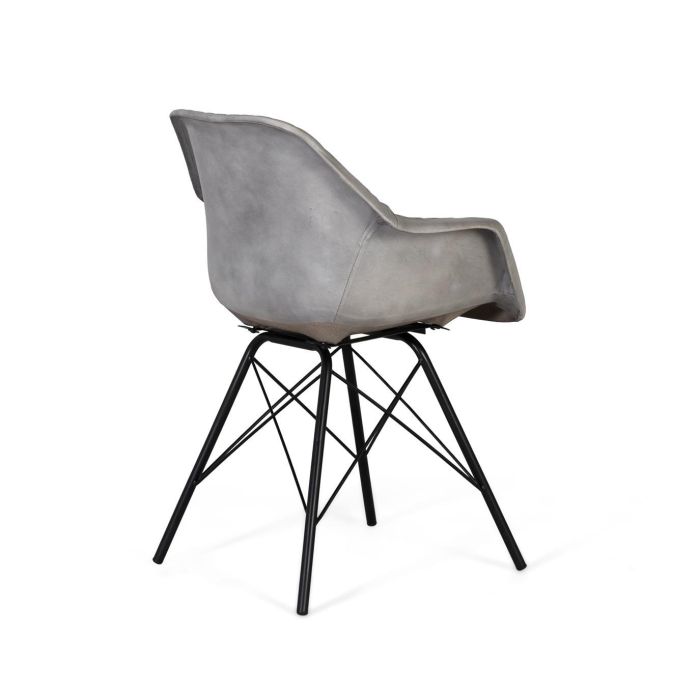 GINER Y COLOMER Chaise design en cuir gris rembourrée avec dossier inclinable - 4 pieds en métal noir - Dimensions (HxLxl) : 84x61x52 cm 3