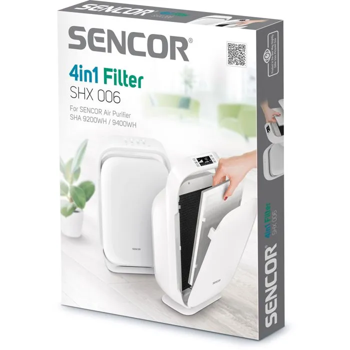 Sencor SHX 006 Filtre pour Purificateur d'Air, Pré-filtre, HEPA H13 99,97%, Charbon, Anti-formaldéhyde, Compatible SHA 9200WH, SHA 9400WH