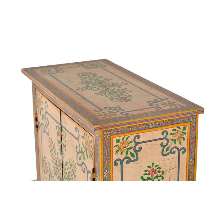 GINER Y COLOMER Comode en bois de manguier et MDF peint à la main 2 portes étagère intérieure finition patine antique 77x65x33 cm 3 GINER Y COLOMER Comode en bois de manguier et MDF peint à la main 2 portes étagère intérieure finition patine antique 77x65x33 cm 3